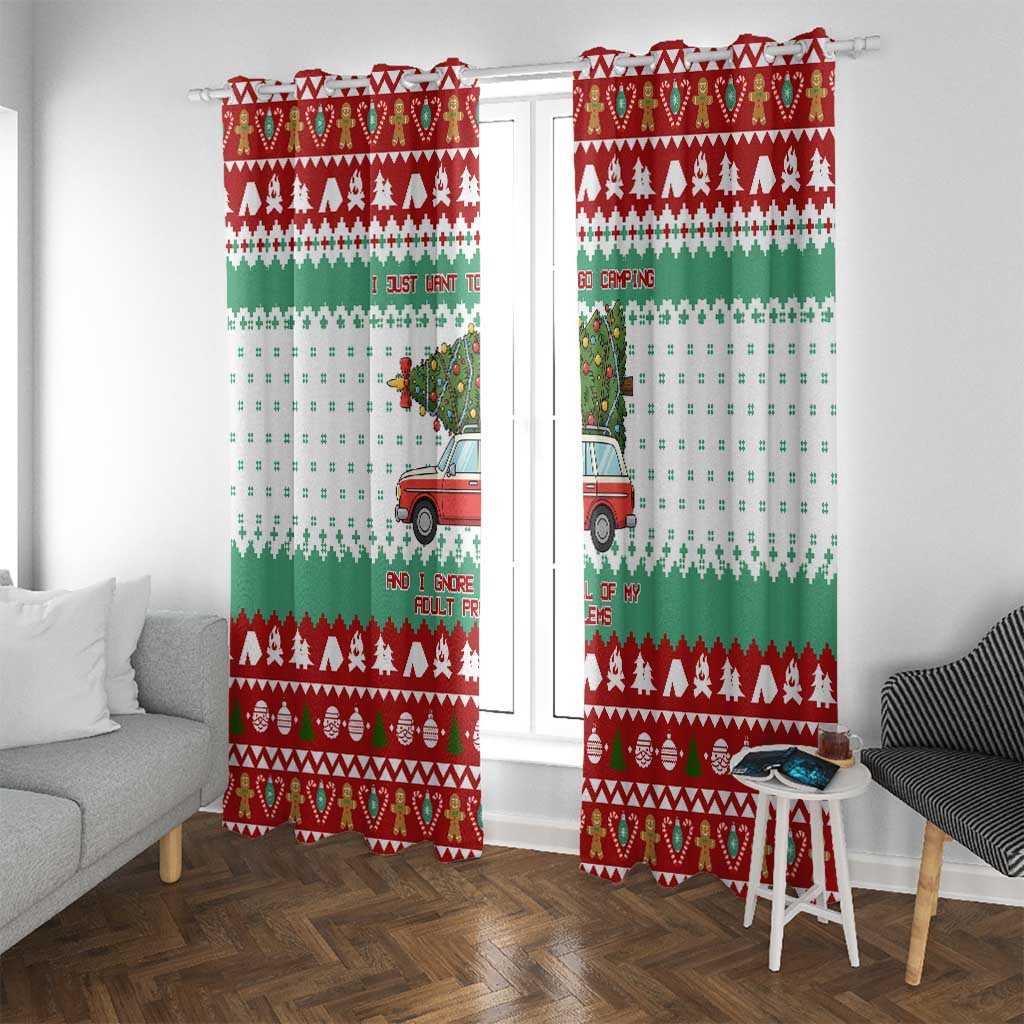 I Just Want To Camping Christmas Window Curtain Xmas Holiday Patterns - Wonder Print Shop