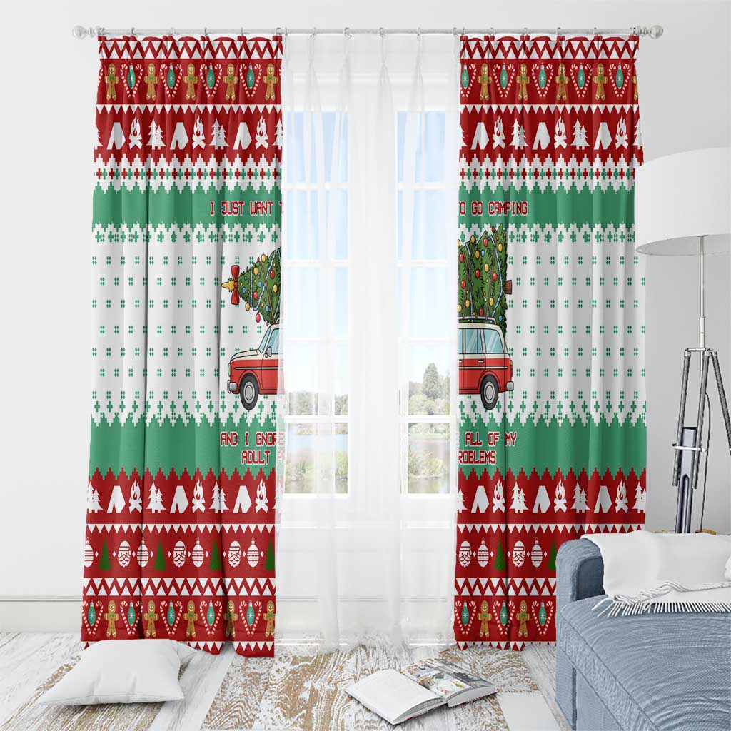 I Just Want To Camping Christmas Window Curtain Xmas Holiday Patterns - Wonder Print Shop