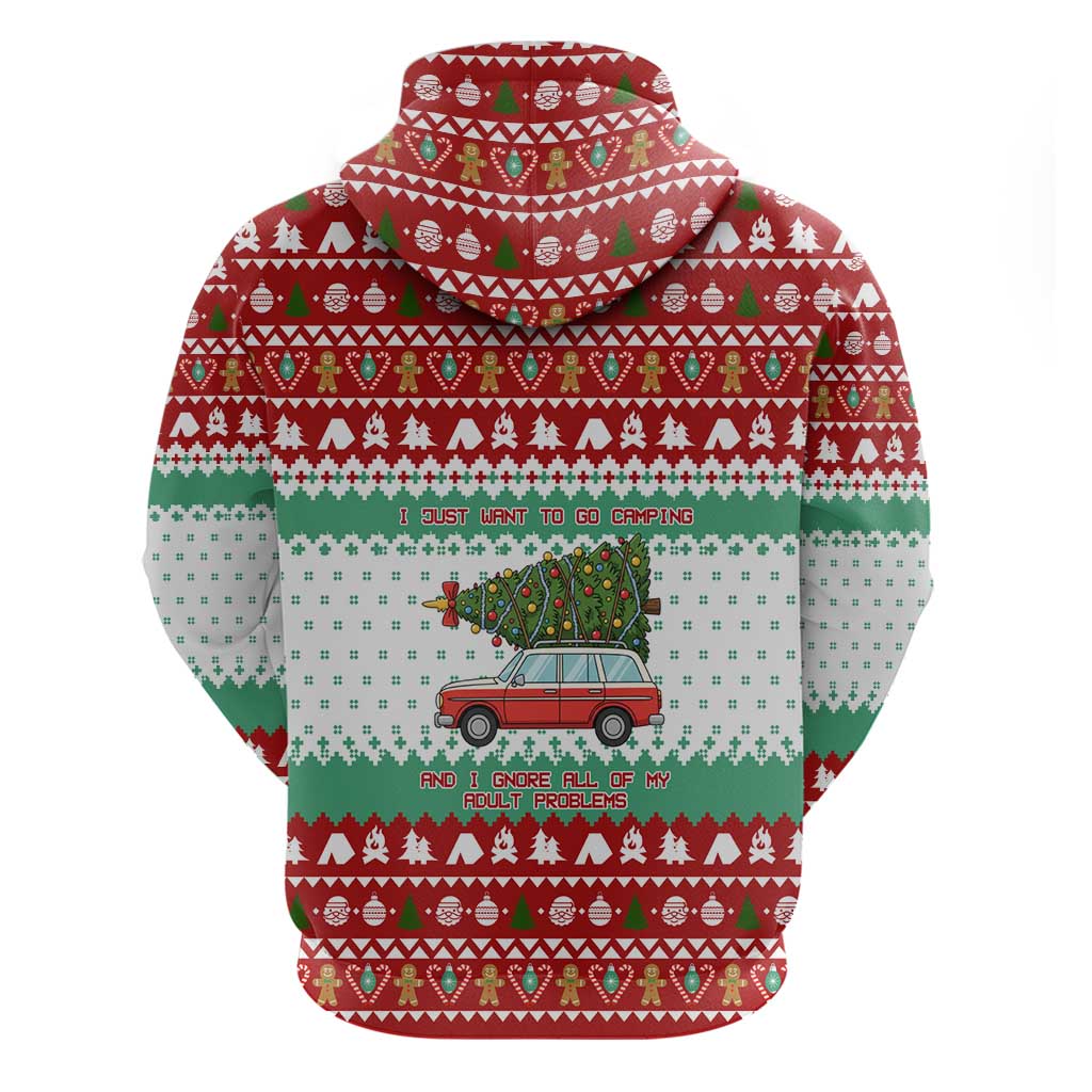 I Just Want To Camping Christmas Zip Hoodie Xmas Holiday Patterns - Wonder Print Shop