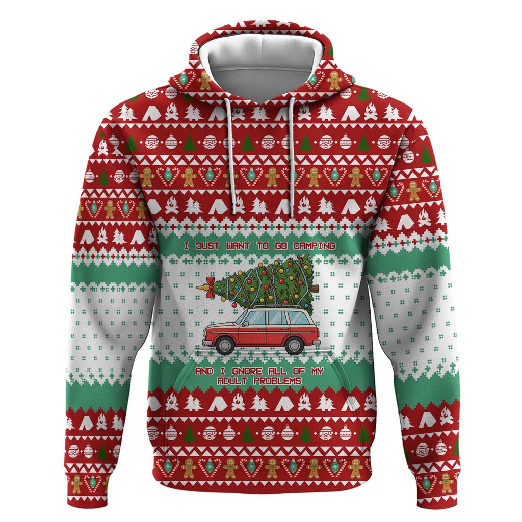 I Just Want To Camping Christmas Zip Hoodie Xmas Holiday Patterns - Wonder Print Shop