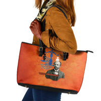 W.E.B. Du Bois Tribute Leather Tote Bag W.E.B. Du Bois Tribute - Wonder Print Shop