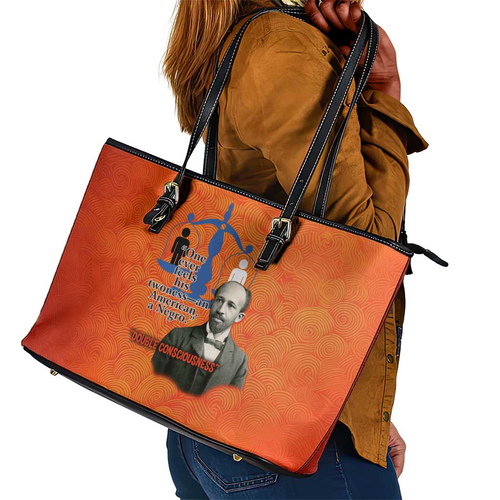 W.E.B. Du Bois Tribute Leather Tote Bag W.E.B. Du Bois Tribute - Wonder Print Shop