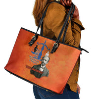 W.E.B. Du Bois Tribute Leather Tote Bag W.E.B. Du Bois Tribute - Wonder Print Shop