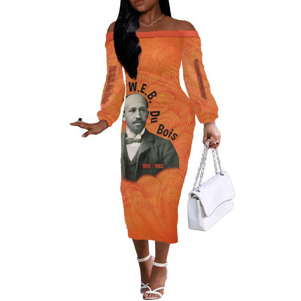 W.E.B. Du Bois Tribute Off The Shoulder Long Sleeve Dress W.E.B. Du Bois Tribute - Wonder Print Shop