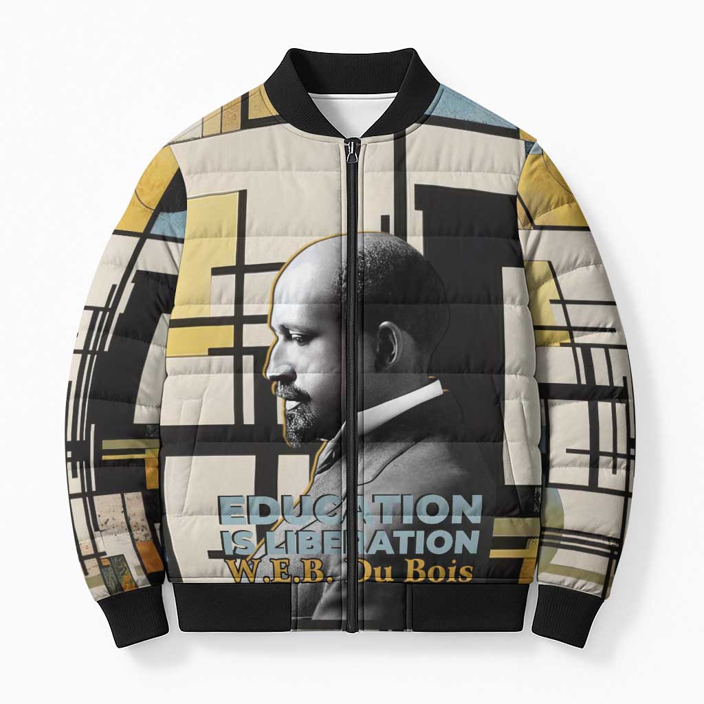 W.E.B. Du Bois Education is Liberation Bomber Puffer Jacket Scholar, Activist, Visionary Tribute Design - Wonder Print Shop