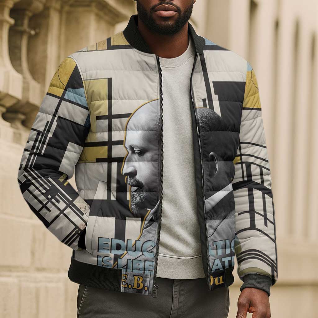 W.E.B. Du Bois Education is Liberation Bomber Puffer Jacket Scholar, Activist, Visionary Tribute Design - Wonder Print Shop