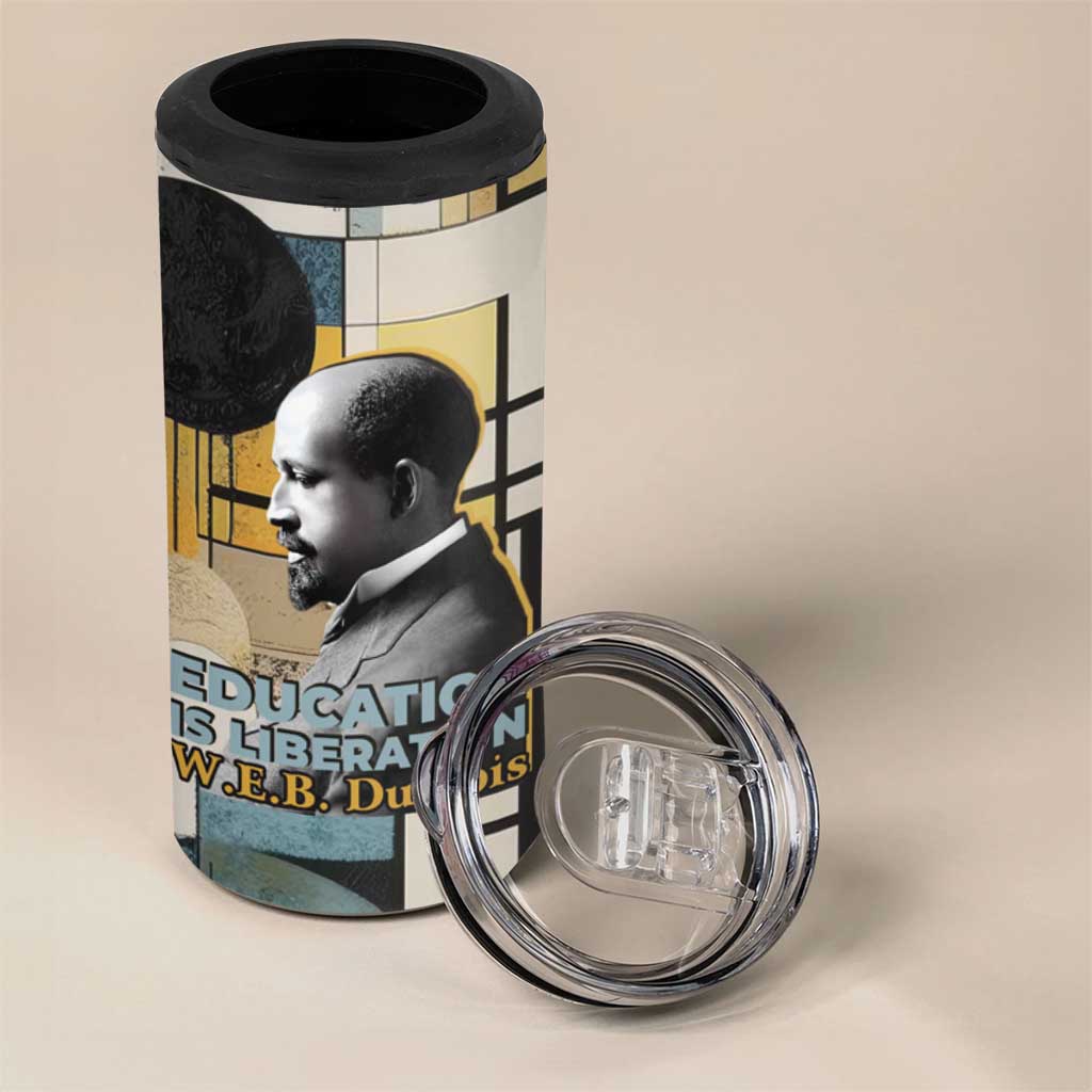 W.E.B. Du Bois Education is Liberation 4 in 1 Can Cooler Tumbler Scholar, Activist, Visionary Tribute Design - Wonder Print Shop