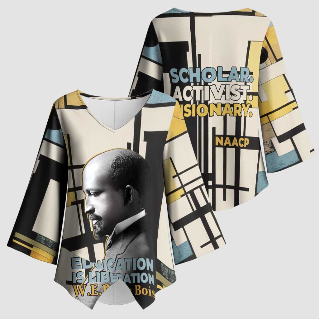 W.E.B. Du Bois Education is Liberation Kimono Sleeve Blouse Scholar, Activist, Visionary Tribute Design - Wonder Print Shop