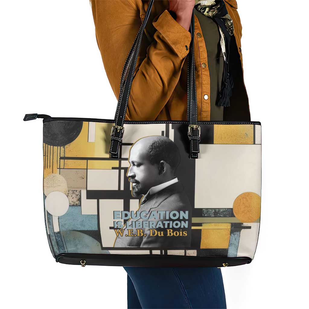 W.E.B. Du Bois Education is Liberation Leather Tote Bag Scholar, Activist, Visionary Tribute Design - Wonder Print Shop
