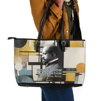 W.E.B. Du Bois Education is Liberation Leather Tote Bag Scholar, Activist, Visionary Tribute Design - Wonder Print Shop