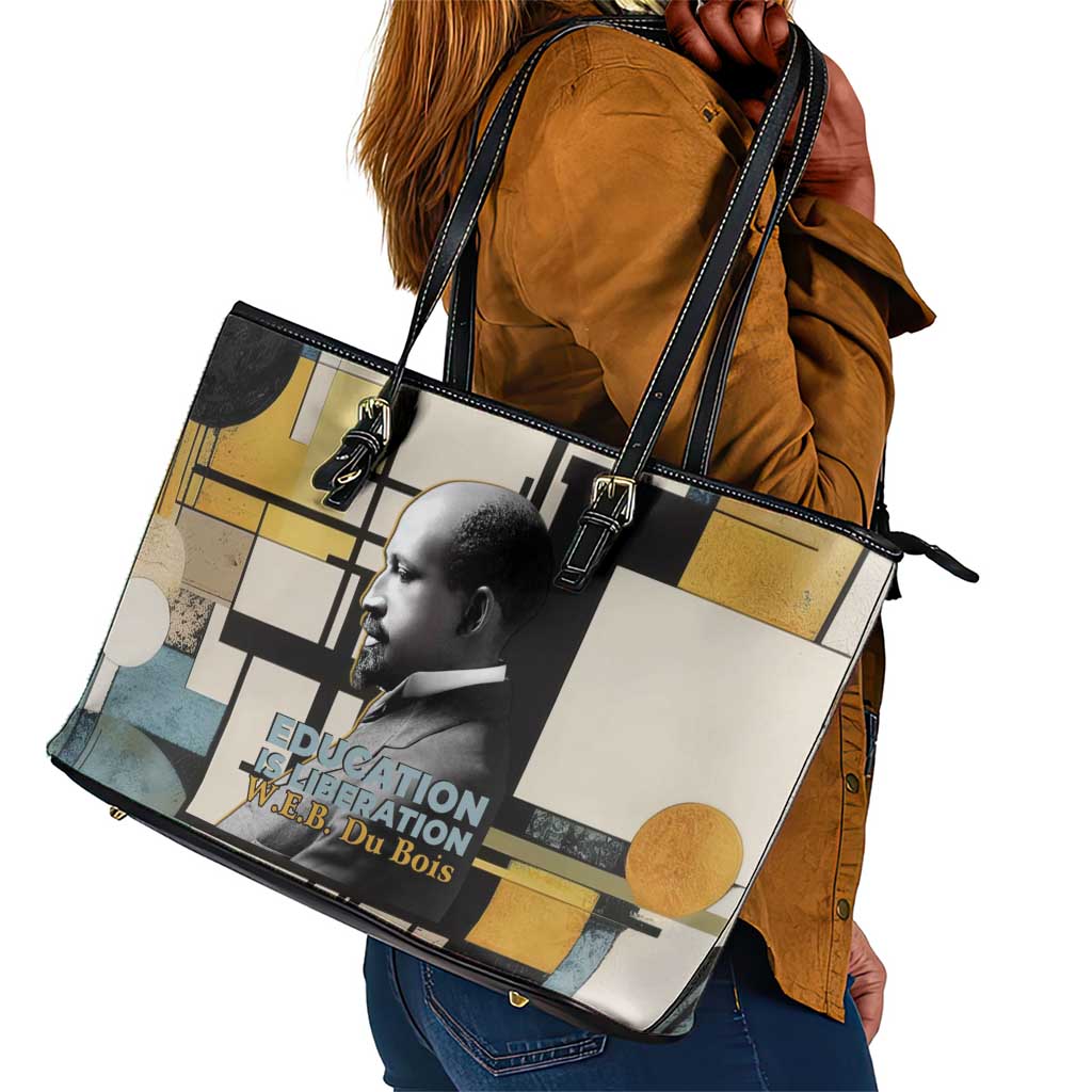 W.E.B. Du Bois Education is Liberation Leather Tote Bag Scholar, Activist, Visionary Tribute Design - Wonder Print Shop