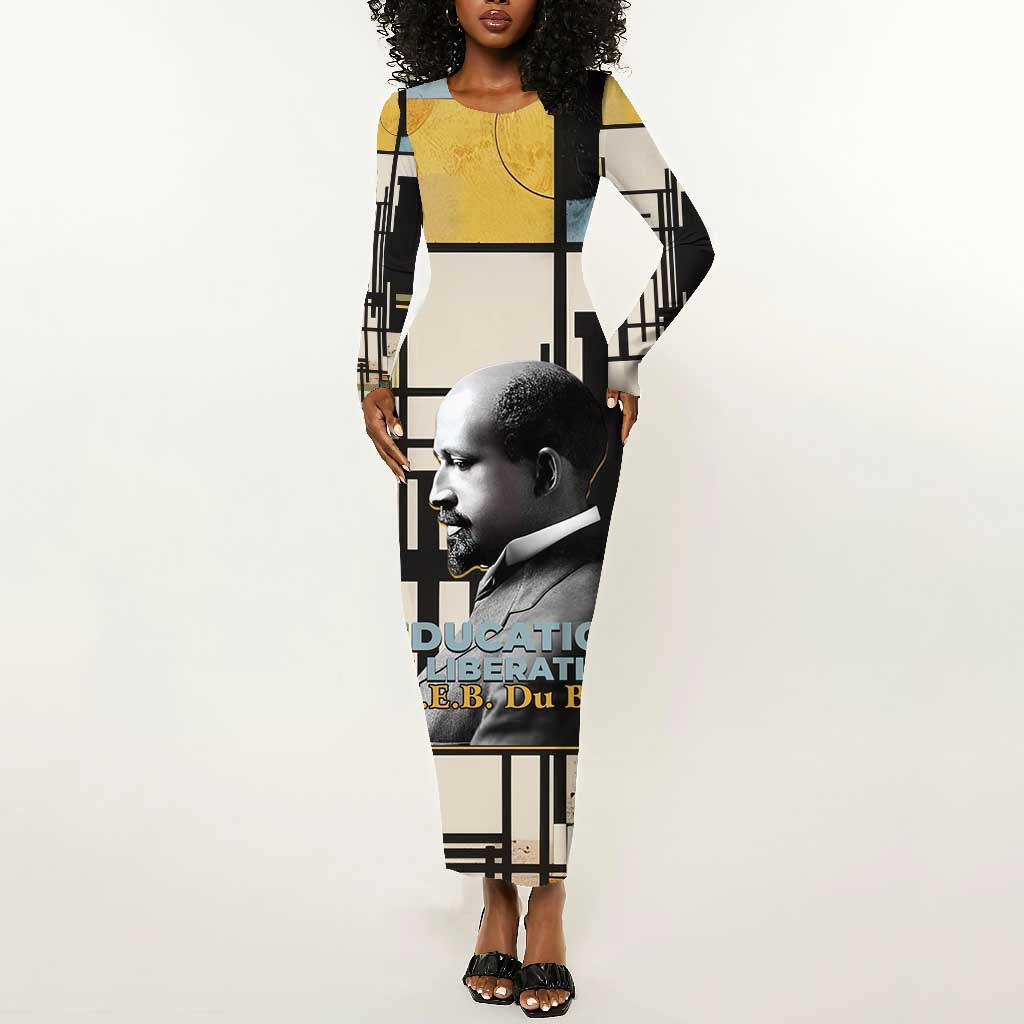 W.E.B. Du Bois Education is Liberation Long Sleeve Bodycon Dress Scholar, Activist, Visionary Tribute Design - Wonder Print Shop