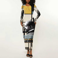 W.E.B. Du Bois Education is Liberation Long Sleeve Bodycon Dress Scholar, Activist, Visionary Tribute Design - Wonder Print Shop