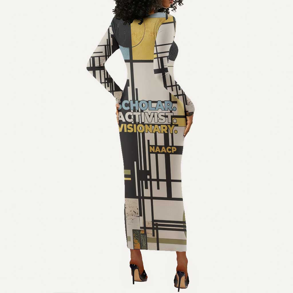 W.E.B. Du Bois Education is Liberation Long Sleeve Bodycon Dress Scholar, Activist, Visionary Tribute Design - Wonder Print Shop