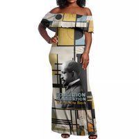 W.E.B. Du Bois Education is Liberation Off Shoulder Maxi Dress Scholar, Activist, Visionary Tribute Design - Wonder Print Shop