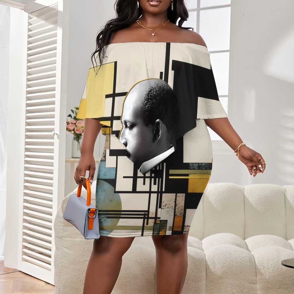 W.E.B. Du Bois Education is Liberation Off Shoulder Short Dress Scholar, Activist, Visionary Tribute Design - Wonder Print Shop