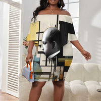 W.E.B. Du Bois Education is Liberation Off Shoulder Short Dress Scholar, Activist, Visionary Tribute Design - Wonder Print Shop