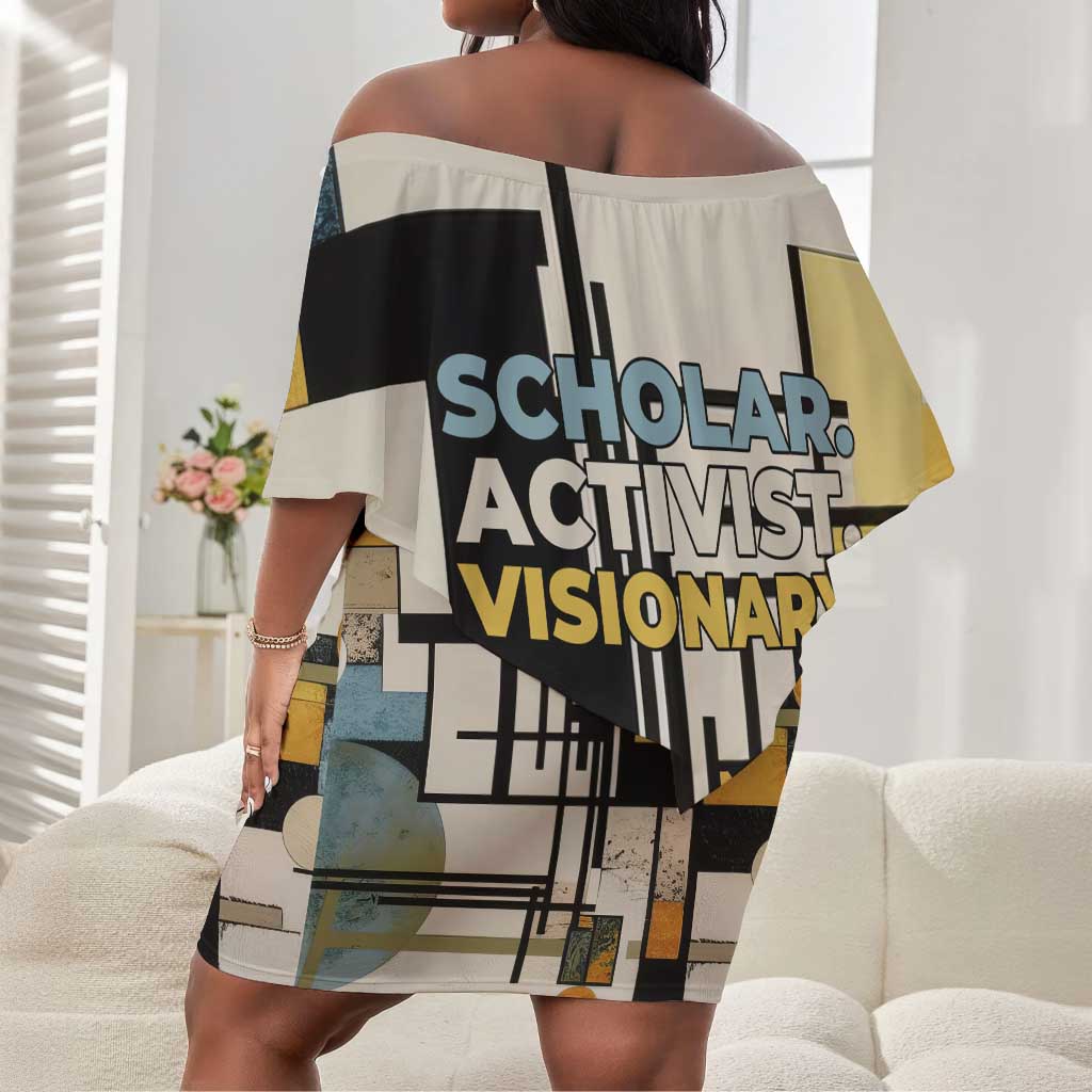 W.E.B. Du Bois Education is Liberation Off Shoulder Short Dress Scholar, Activist, Visionary Tribute Design - Wonder Print Shop
