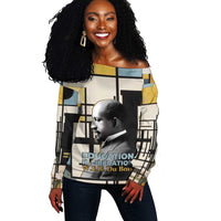W.E.B. Du Bois Education is Liberation Off Shoulder Sweater Scholar, Activist, Visionary Tribute Design - Wonder Print Shop