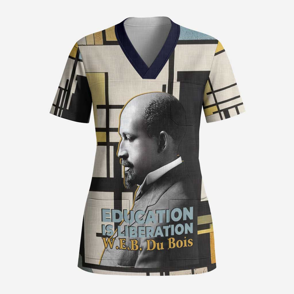 W.E.B. Du Bois Education is Liberation Scrub Top Scholar, Activist, Visionary Tribute Design - Wonder Print Shop