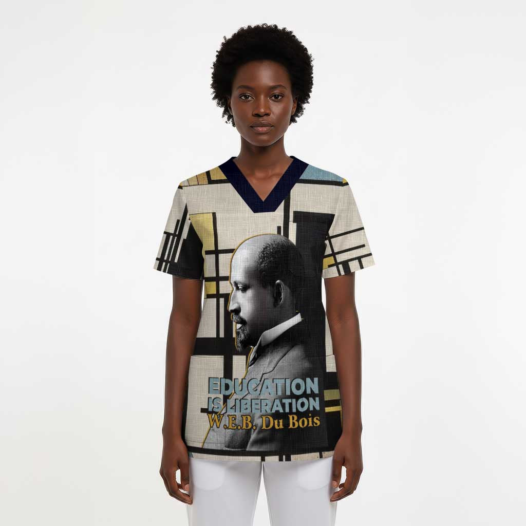 W.E.B. Du Bois Education is Liberation Scrub Top Scholar, Activist, Visionary Tribute Design - Wonder Print Shop