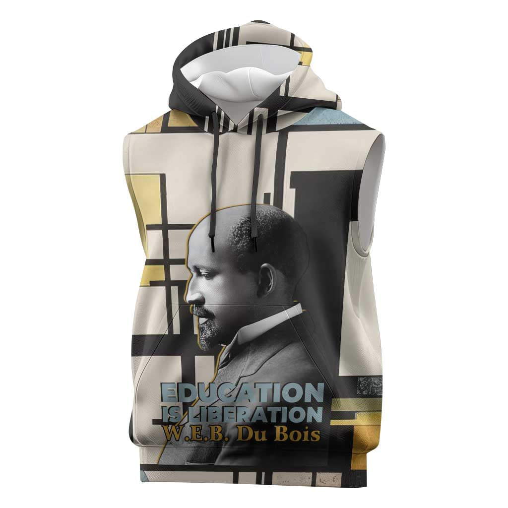 W.E.B. Du Bois Education is Liberation Sleeveless Hoodie Scholar, Activist, Visionary Tribute Design - Wonder Print Shop