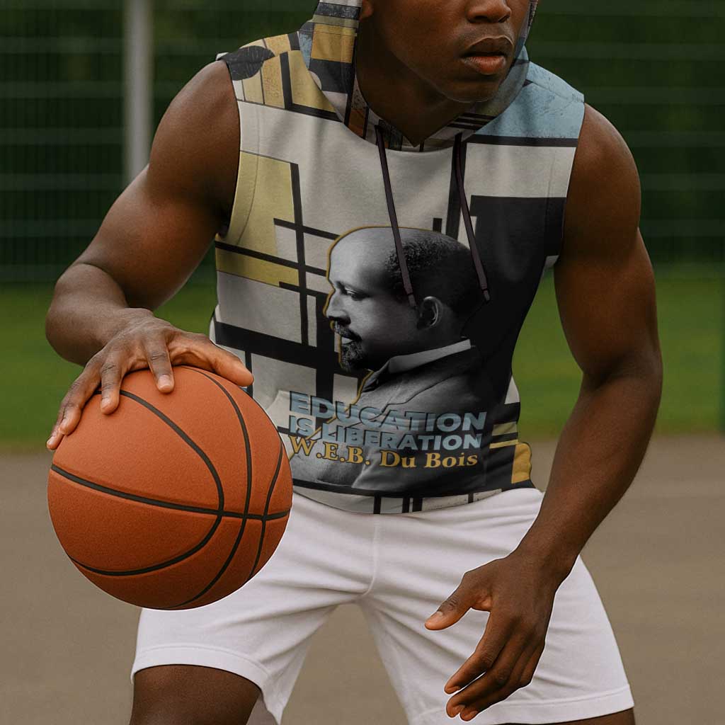 W.E.B. Du Bois Education is Liberation Sleeveless Hoodie Scholar, Activist, Visionary Tribute Design - Wonder Print Shop