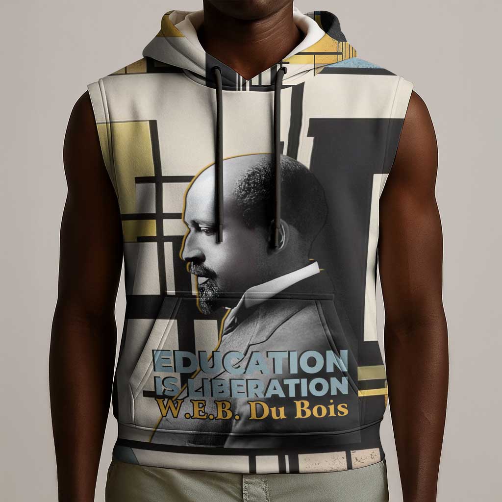 W.E.B. Du Bois Education is Liberation Sleeveless Hoodie Scholar, Activist, Visionary Tribute Design - Wonder Print Shop