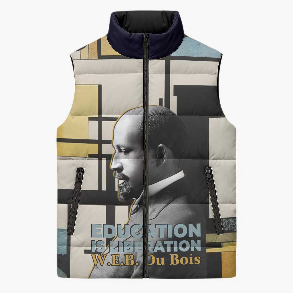 W.E.B. Du Bois Education is Liberation Sleeveless Puffer Jacket Scholar, Activist, Visionary Tribute Design - Wonder Print Shop