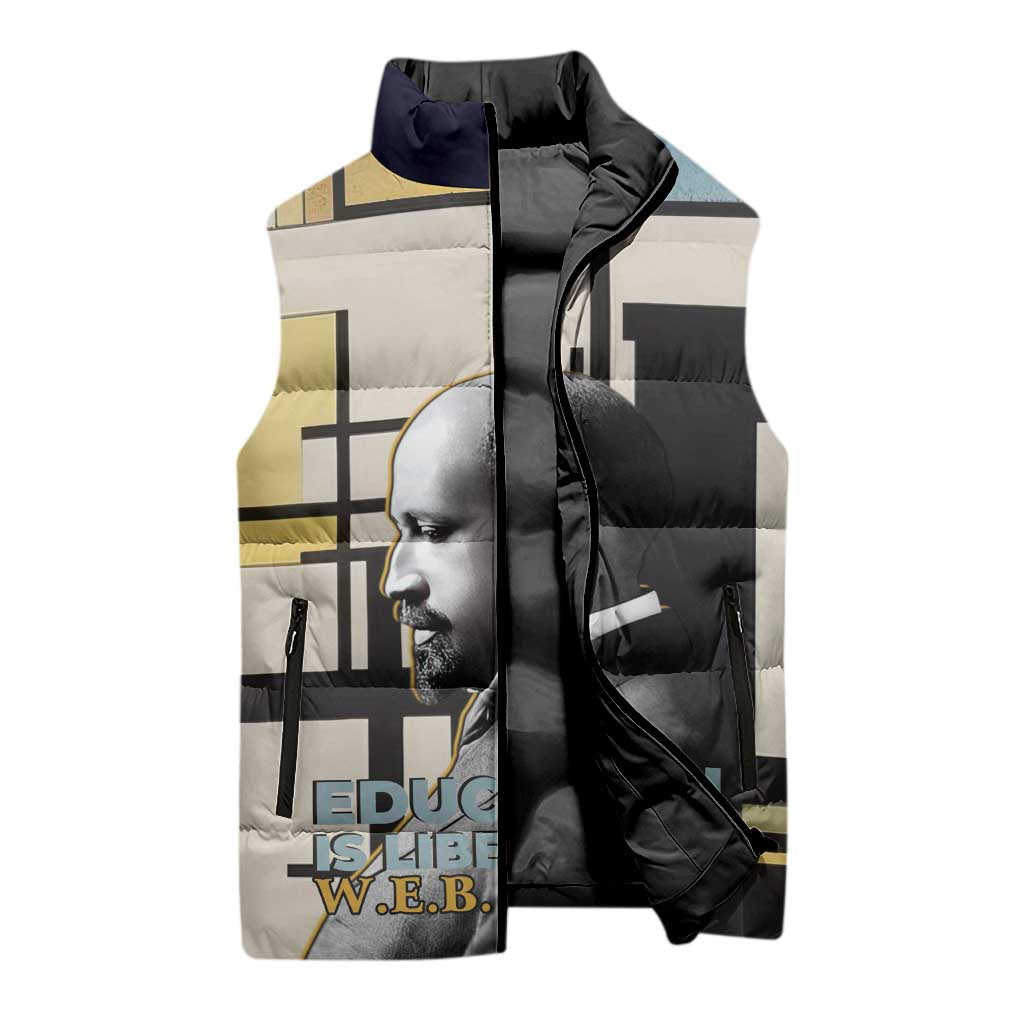 W.E.B. Du Bois Education is Liberation Sleeveless Puffer Jacket Scholar, Activist, Visionary Tribute Design - Wonder Print Shop
