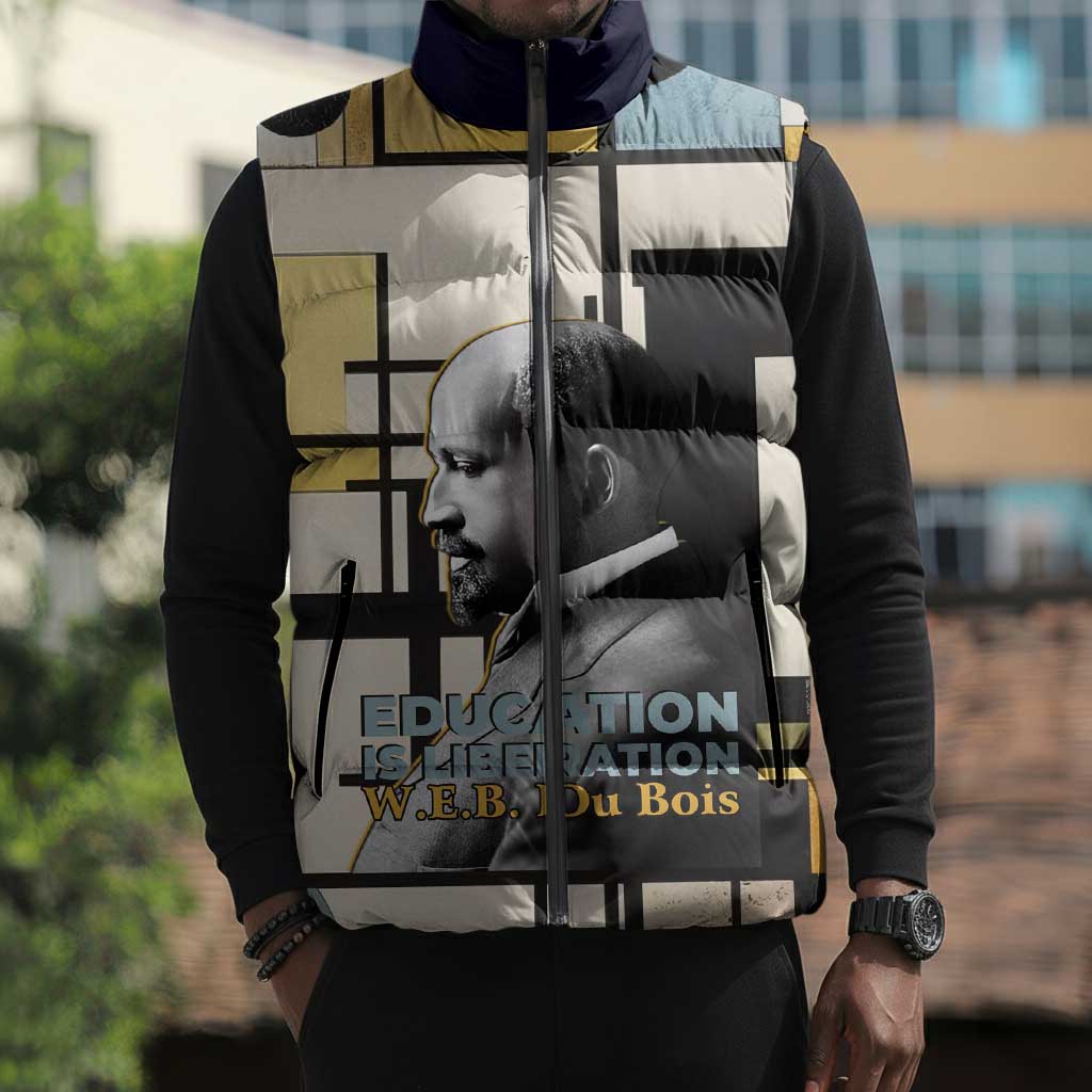 W.E.B. Du Bois Education is Liberation Sleeveless Puffer Jacket Scholar, Activist, Visionary Tribute Design - Wonder Print Shop