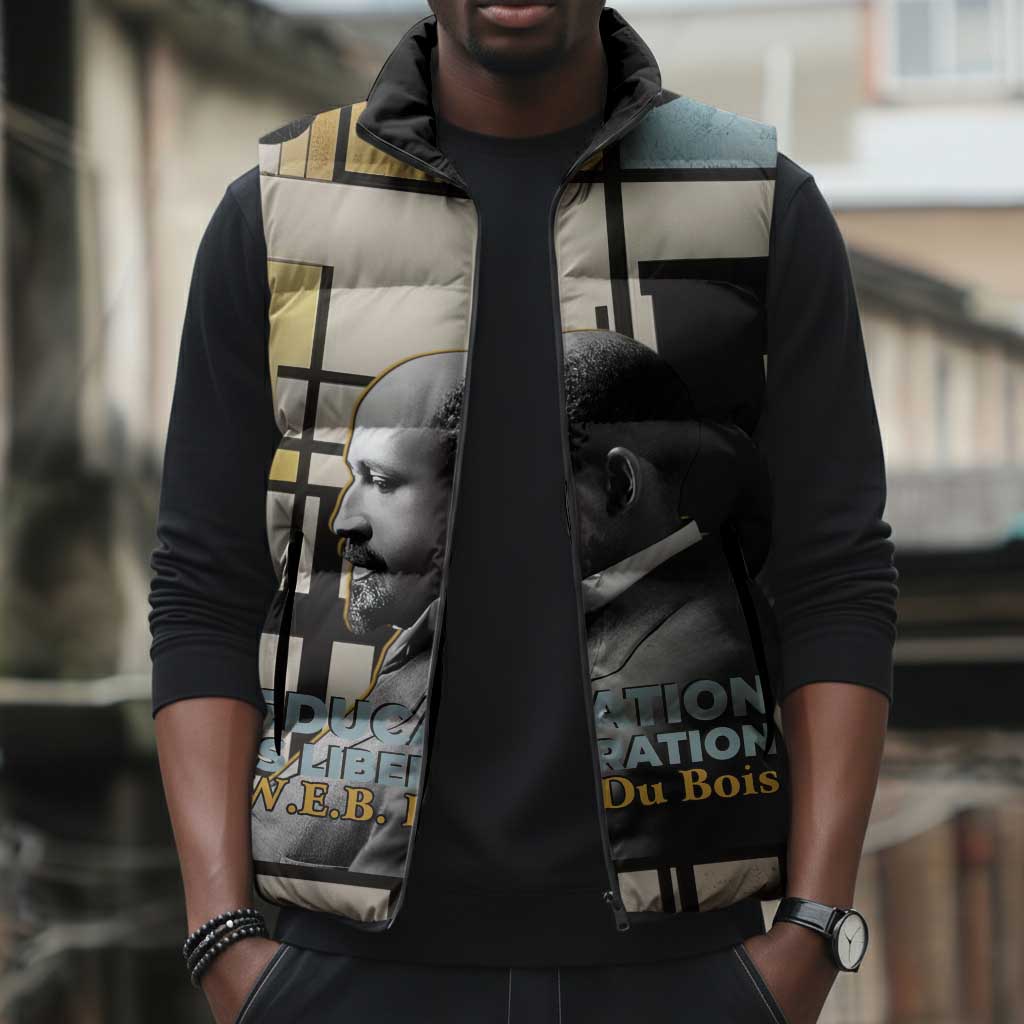 W.E.B. Du Bois Education is Liberation Sleeveless Puffer Jacket Scholar, Activist, Visionary Tribute Design - Wonder Print Shop