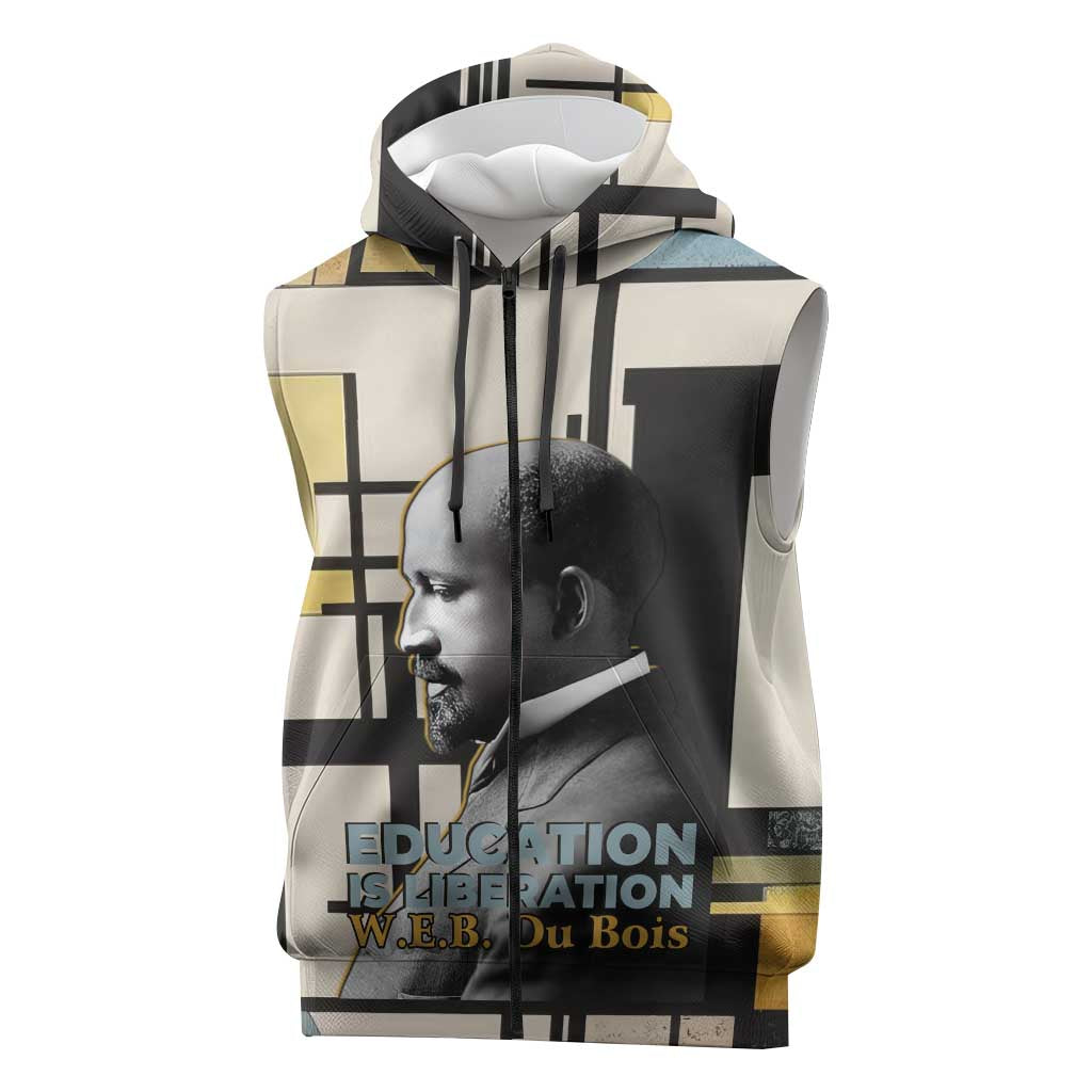 W.E.B. Du Bois Education is Liberation Sleeveless Zip Hoodie Scholar, Activist, Visionary Tribute Design - Wonder Print Shop