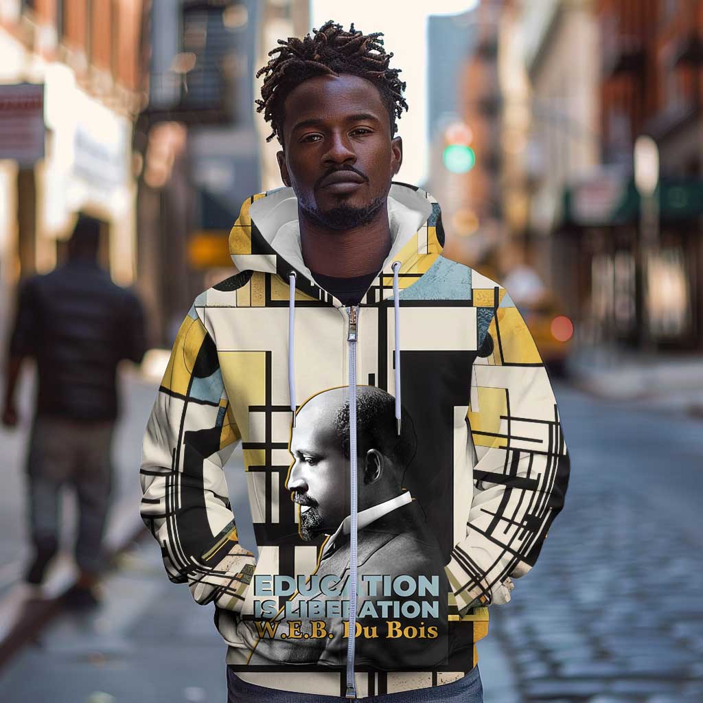 W.E.B. Du Bois Education is Liberation Zip Hoodie Scholar, Activist, Visionary Tribute Design - Wonder Print Shop