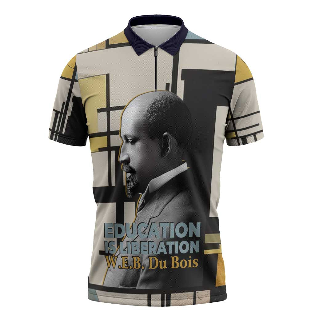 W.E.B. Du Bois Education is Liberation Zipper Polo Shirt Scholar, Activist, Visionary Tribute Design - Wonder Print Shop