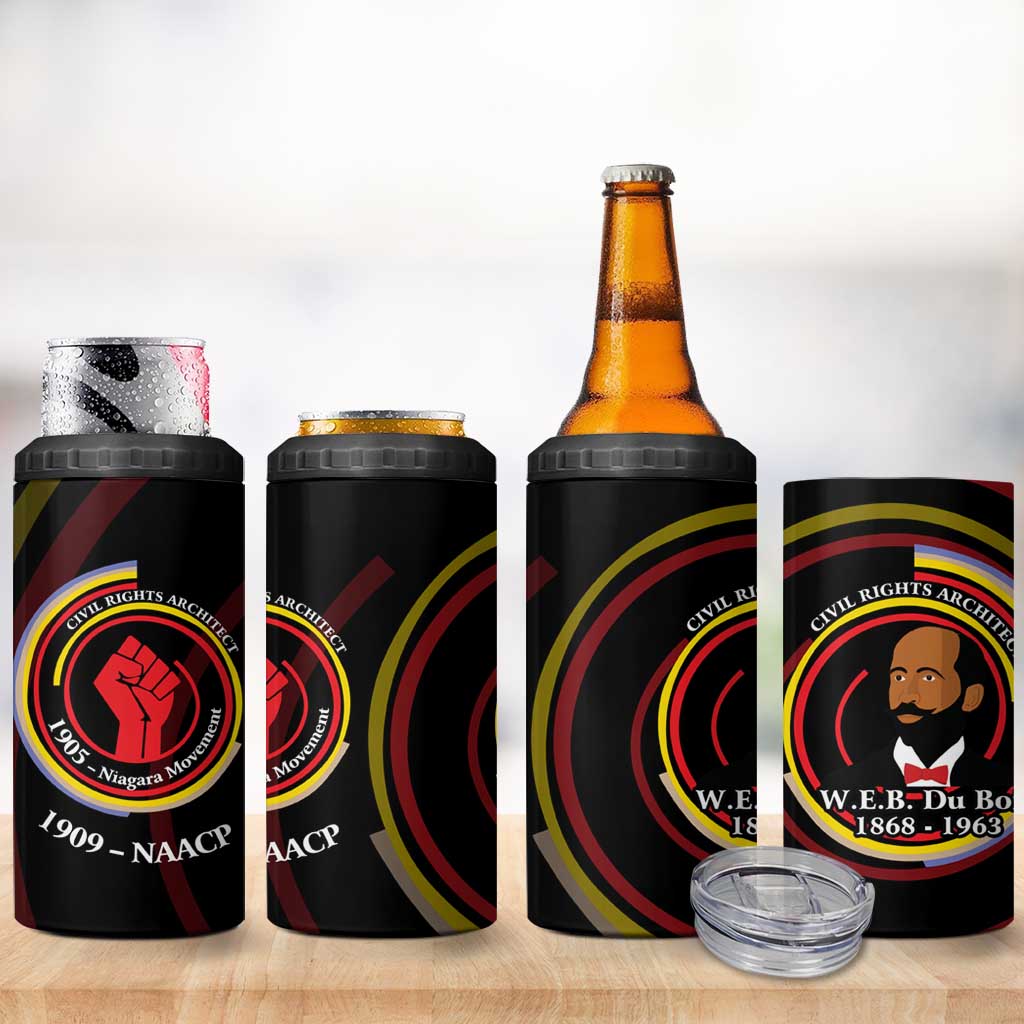 W.E.B. Du Bois Civil Rights Architect 4 in 1 Can Cooler Tumbler Niagara Movement - NAACP Tribute Design - Wonder Print Shop