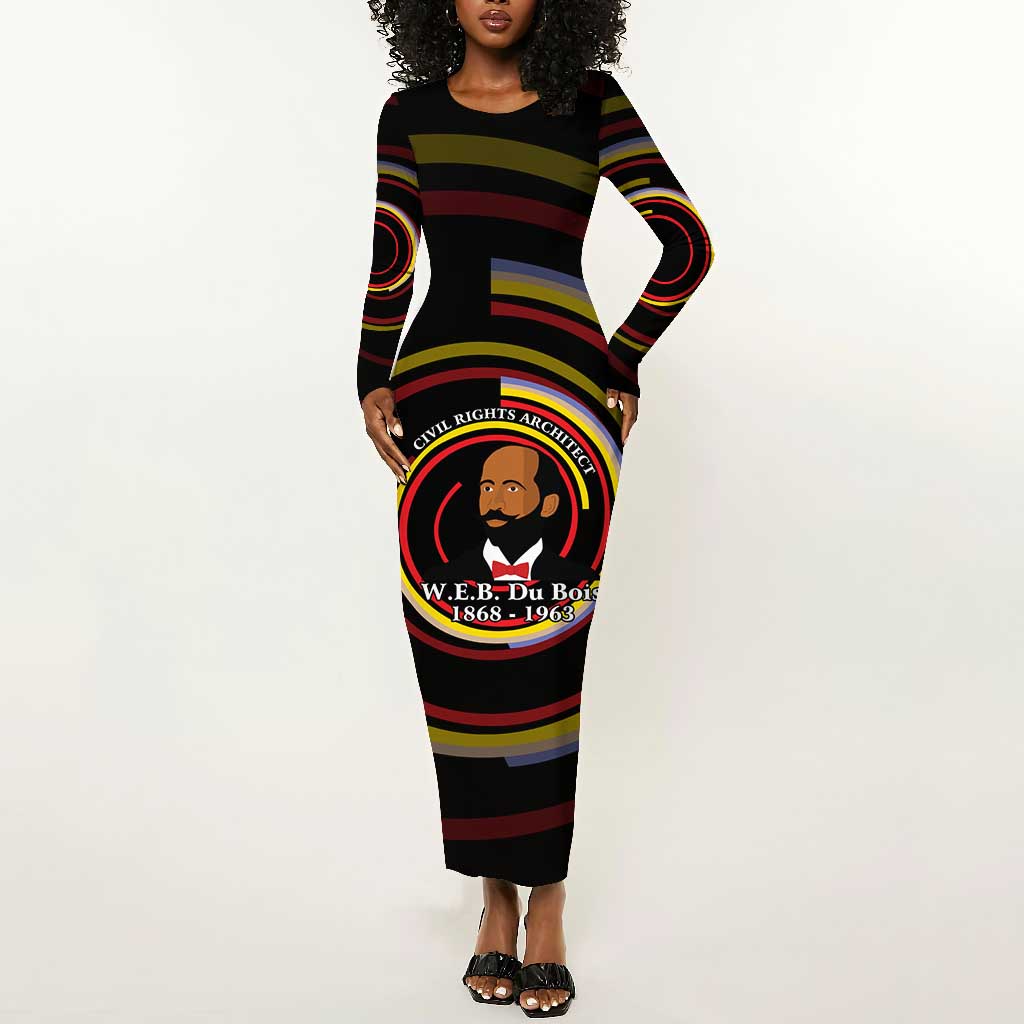 W.E.B. Du Bois Civil Rights Architect Long Sleeve Bodycon Dress Niagara Movement - NAACP Tribute Design - Wonder Print Shop