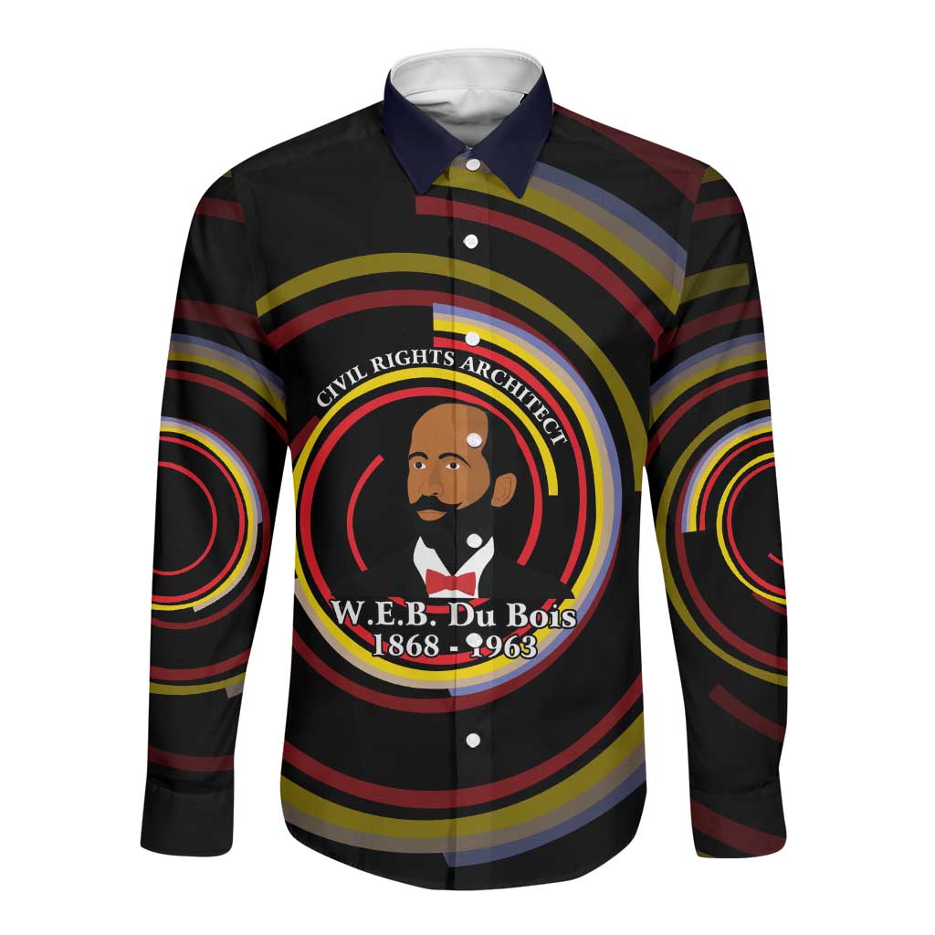 W.E.B. Du Bois Civil Rights Architect Long Sleeve Button Shirt Niagara Movement - NAACP Tribute Design - Wonder Print Shop