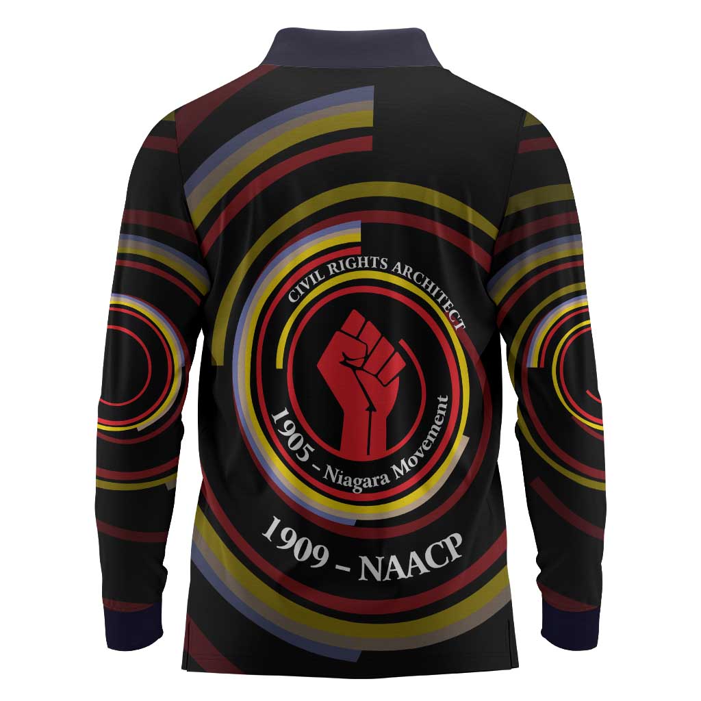 W.E.B. Du Bois Civil Rights Architect Long Sleeve Polo Shirt Niagara Movement - NAACP Tribute Design - Wonder Print Shop
