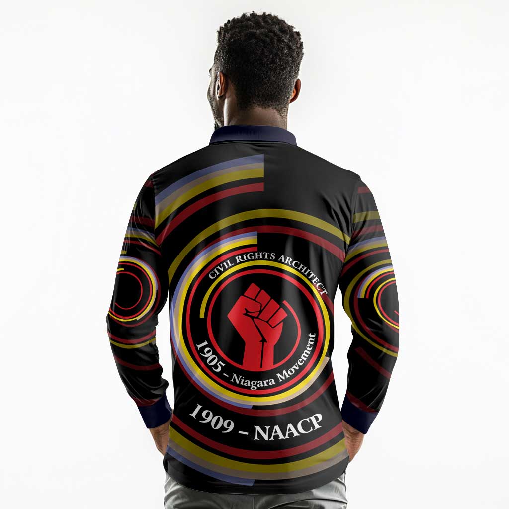 W.E.B. Du Bois Civil Rights Architect Long Sleeve Polo Shirt Niagara Movement - NAACP Tribute Design - Wonder Print Shop