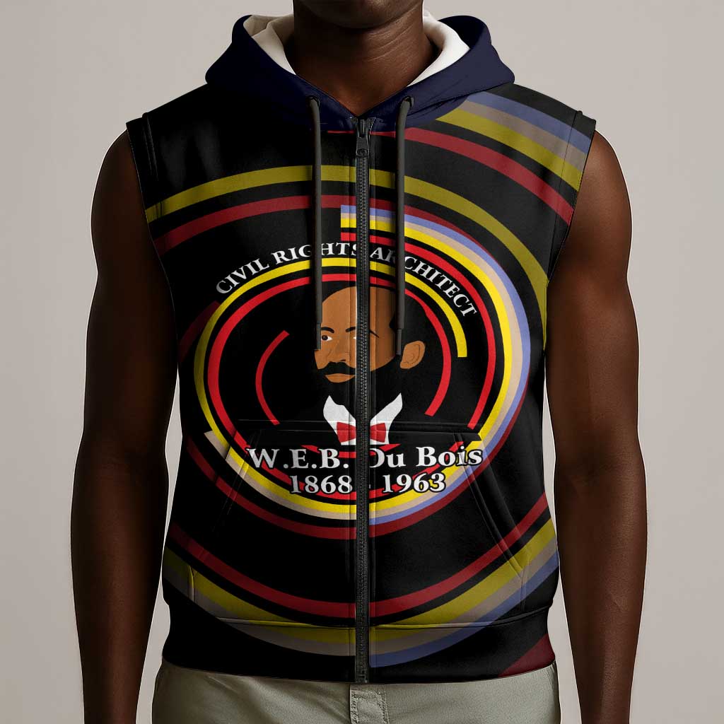 W.E.B. Du Bois Civil Rights Architect Sleeveless Zip Hoodie Niagara Movement - NAACP Tribute Design - Wonder Print Shop
