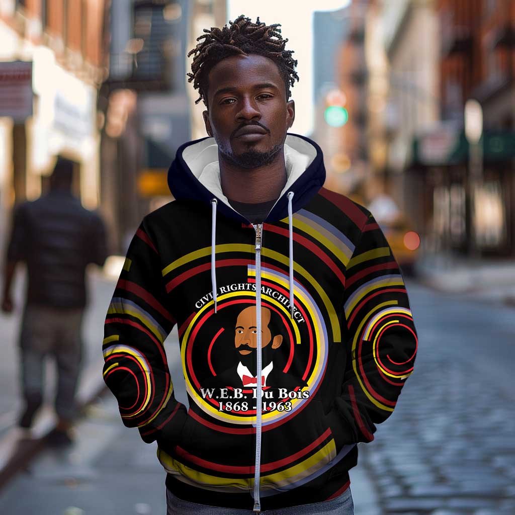 W.E.B. Du Bois Civil Rights Architect Zip Hoodie Niagara Movement - NAACP Tribute Design - Wonder Print Shop