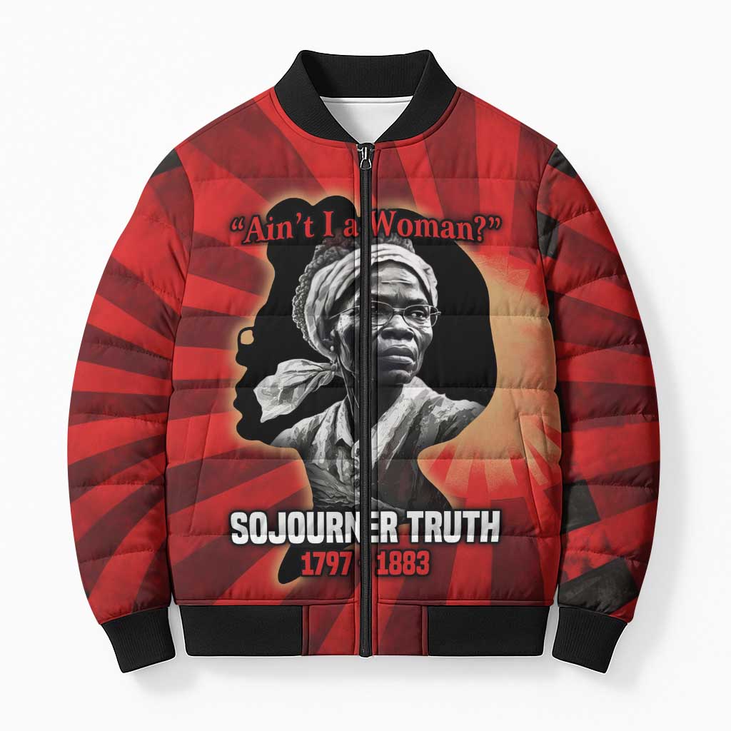 Sojourner Truth Bomber Puffer Jacket Ain’t I a Woman - Akron 1851 Speech Tribute Design - Wonder Print Shop