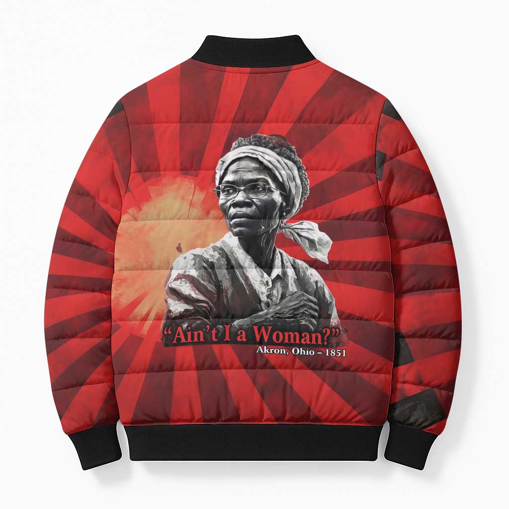 Sojourner Truth Bomber Puffer Jacket Ain’t I a Woman - Akron 1851 Speech Tribute Design - Wonder Print Shop