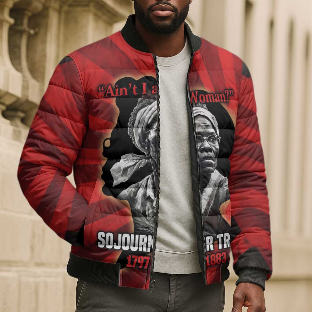 Sojourner Truth Bomber Puffer Jacket Ain’t I a Woman - Akron 1851 Speech Tribute Design - Wonder Print Shop