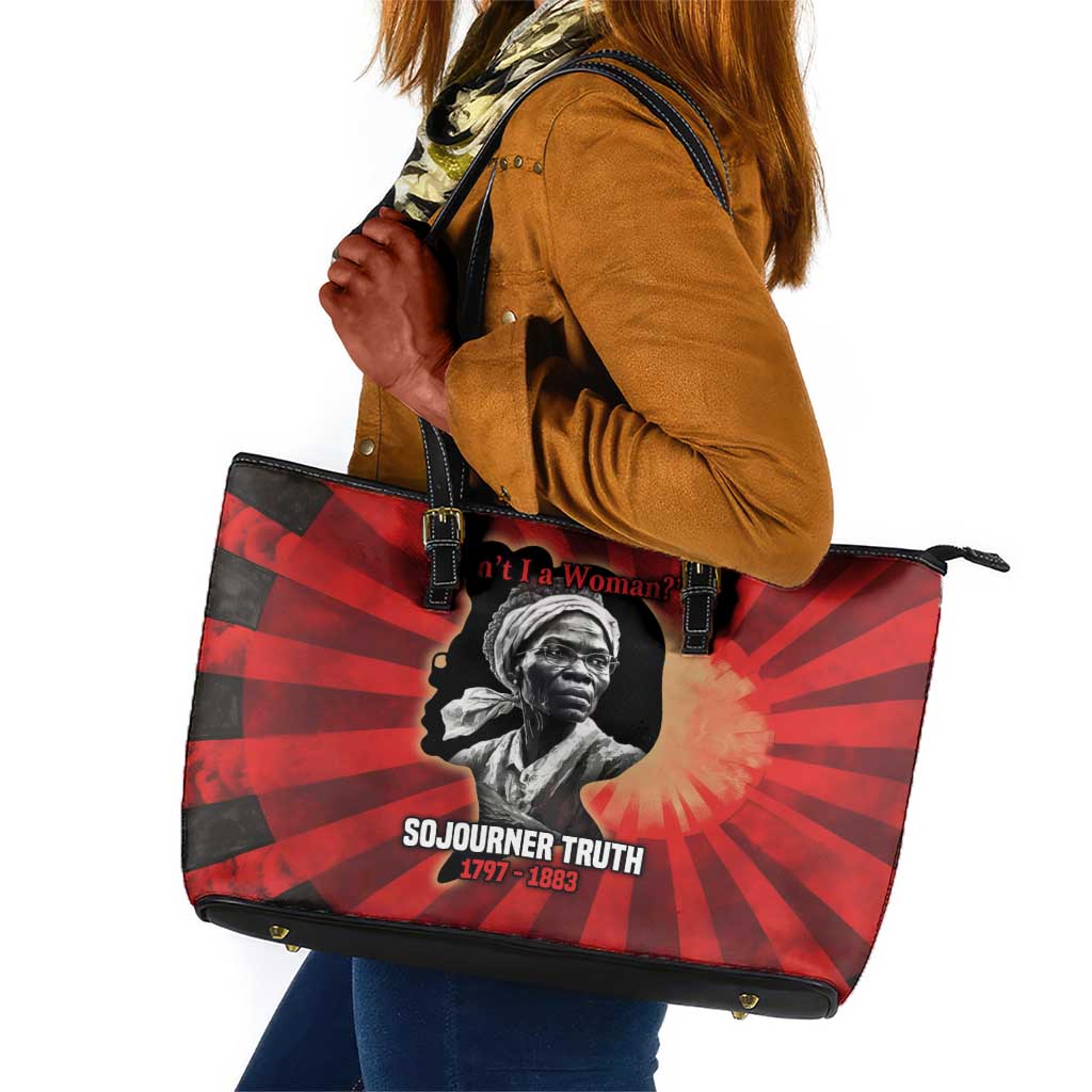 Sojourner Truth Leather Tote Bag Ain’t I a Woman - Akron 1851 Speech Tribute Design - Wonder Print Shop
