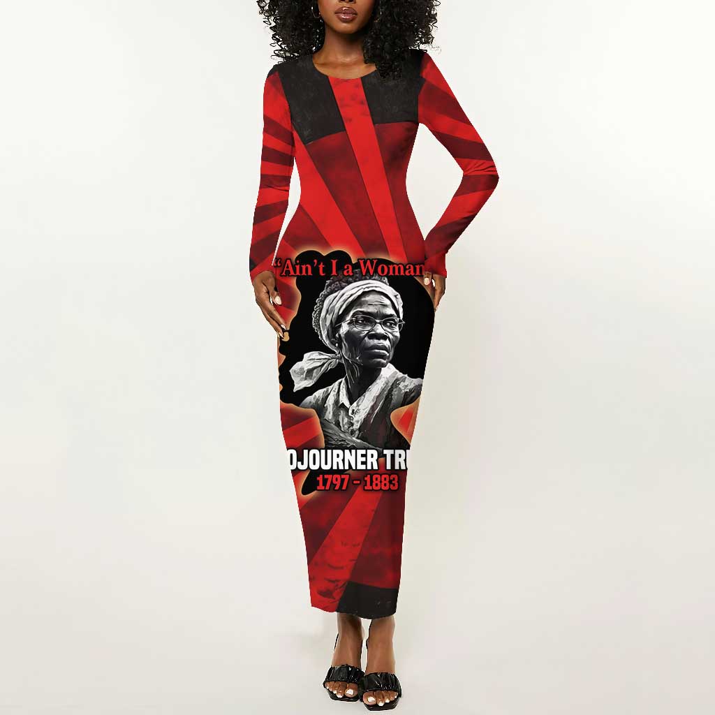 Sojourner Truth Long Sleeve Bodycon Dress Ain’t I a Woman - Akron 1851 Speech Tribute Design - Wonder Print Shop