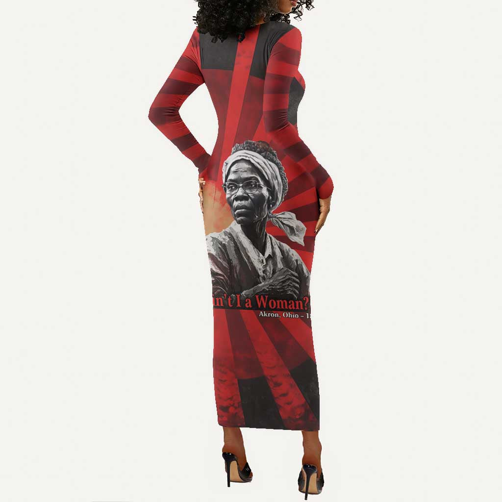 Sojourner Truth Long Sleeve Bodycon Dress Ain’t I a Woman - Akron 1851 Speech Tribute Design - Wonder Print Shop