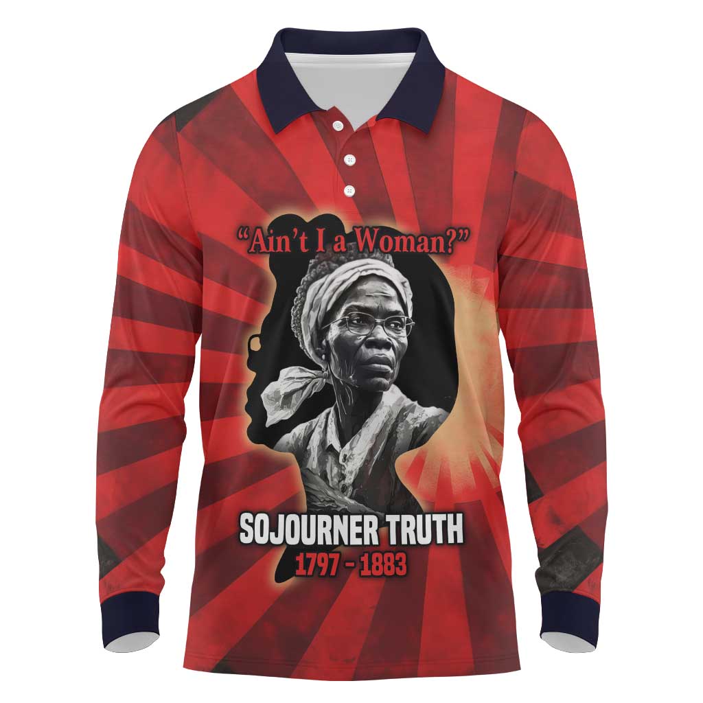 Sojourner Truth Long Sleeve Polo Shirt Ain’t I a Woman - Akron 1851 Speech Tribute Design - Wonder Print Shop