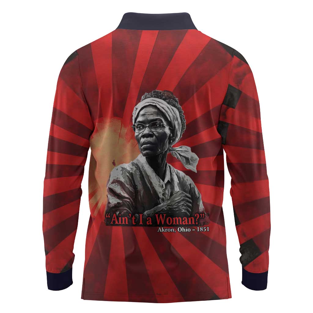 Sojourner Truth Long Sleeve Polo Shirt Ain’t I a Woman - Akron 1851 Speech Tribute Design - Wonder Print Shop